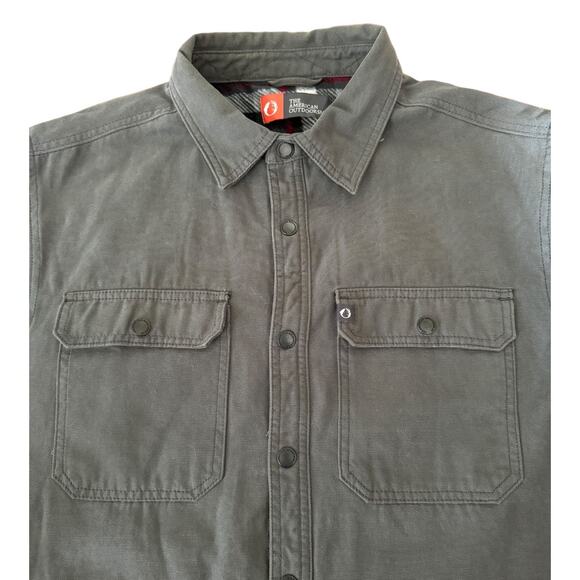 The American Outdoorsman Men's gray & plaid Fleece Lined Shirt size large - Picture 6 of 16